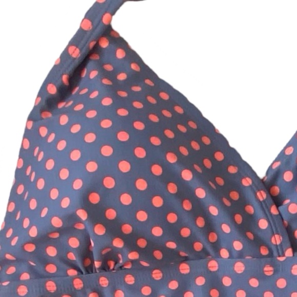 Beach Bump Maternity Grey/Coral Polka Dot Padded Bra High Rise Beach Swimsuit-Lg - Picture 6 of 15